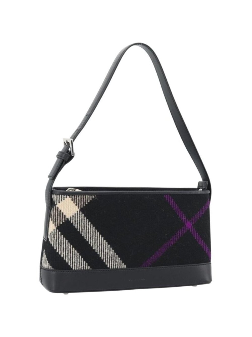 BURBERRY Nova Check Shoulder Bag Canvas Black Silver